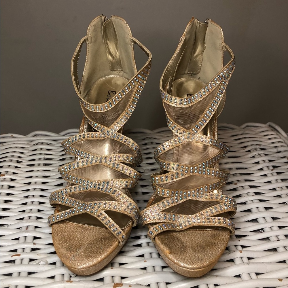 Gold Rhinestone Heels